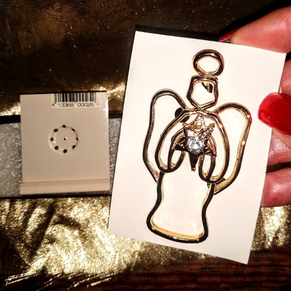 Angel with Crystal Center Brooch pin